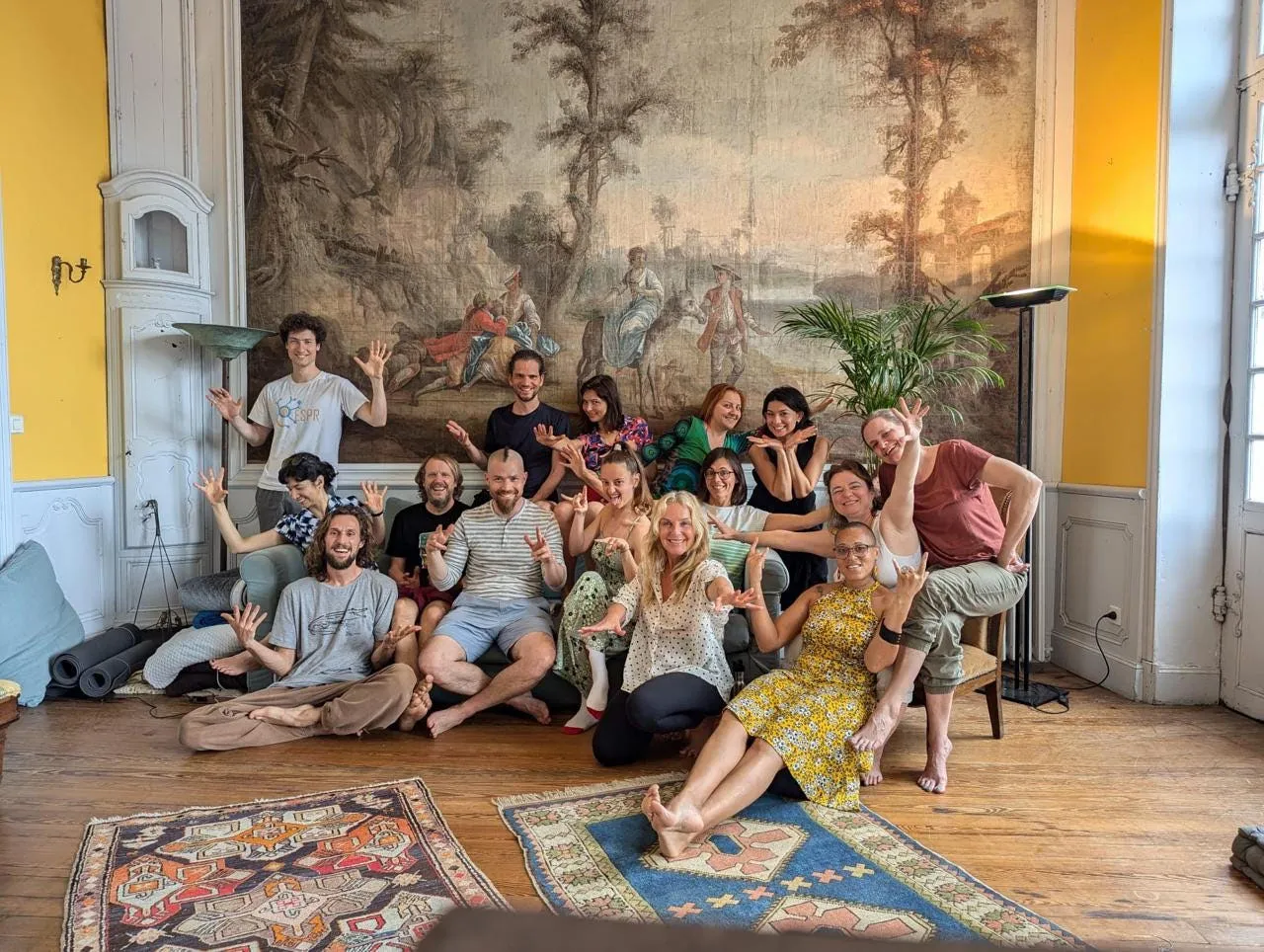 Residents in a painting room